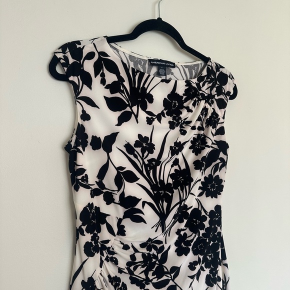 American Living Women’s Black & White Floral Print Dress Size 8 – EUC - Picture 3 of 7